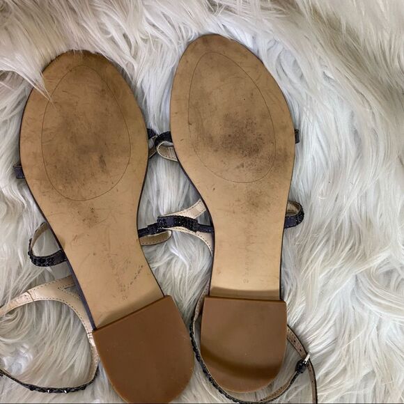 ZARA gray bejeweled split toe suede gladiator sandals 9.5 EUR 40 - Picture 4 of 8